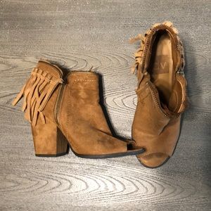 Super cute tassel detail peep toe booties